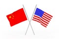 Crossed USA and China Flags. 3d Rendering Royalty Free Stock Photo