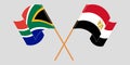 Crossed and waving flags of Egypt and Republic of South Africa