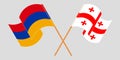 Crossed and waving flags of Georgia and Armenia