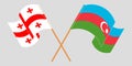 Crossed and waving flags of Georgia and Azerbaijan