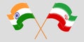 Crossed and waving flags of Iran and India