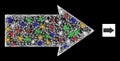 Crossed Web Mesh Right Direction Icon with Multi Colored Flash Nodes