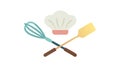 Crossed Whisk Spatula & Chef Hat Vector, Culinary Essentials Emblem, vector design Generative AI Royalty Free Stock Photo