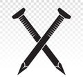 Crossed wood fasteners nails / concrete nail flat vector icon for apps and websites