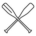 Crossed wood paddle icon, outline style