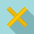 Crossed wood ruler icon, flat style