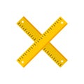 Crossed wood ruler icon flat isolated vector