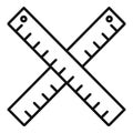 Crossed wood ruler icon, outline style