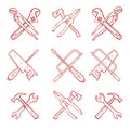 Crossed work tools vector