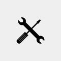 Crossed wrench and screwdriver