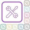 Crossed wrench and screwdriver outline simple icons Royalty Free Stock Photo