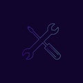 Crossed wrench and screwdriver vector icon