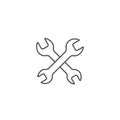Crossed wrenches line icon, Vector isolated flat design service outline symbol