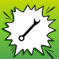 Crossed wrenches sign. Black Icon on white popart Splash at green background with white spots. Illustration Royalty Free Stock Photo