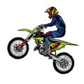 Motocross racing vector illustration in retro vintage design Royalty Free Stock Photo