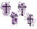 set of isolated Crosses decorated, religion, flowers.