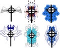 Set of isolated Crosses decorated, religion, fantasy, tattoo, isolated.