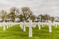 Crosses in the American Cemetery Margraten on a green grass Royalty Free Stock Photo