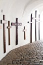 Crosses for the dead in cloister of Andechs Royalty Free Stock Photo