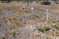 Crosses in desert cemetery Royalty Free Stock Photo