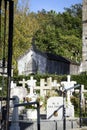 Crosses and graves in the Cambados cemetery, Rias Bajas, Pontevedra, Galicia, Spain Royalty Free Stock Photo