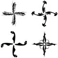 set of artistic Crosses in black isolated