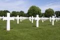 Crosses on military graves of fallen U.S. soldiers at the Netherlands American Cemetery and Memorial. Royalty Free Stock Photo