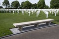 Crosses on military graves of fallen U.S. soldiers at the Netherlands American Cemetery and Memorial. Royalty Free Stock Photo