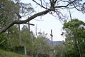 Christian crosses in front of the CaraÃÂ§a sanctuary, in Catas Altas, Minas Gerais.