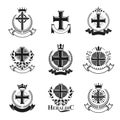 Crosses Religious emblems set. Heraldic Coat of Arms.