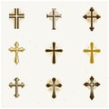 Crosses Religious emblems set. Heraldic Coat of Arms.