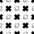 Crosses seamless pattern, Repeating black crosses on a white background, Vector illustration Royalty Free Stock Photo
