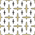 Crosses seamless pattern in yellow and black colors. Hipster styly background