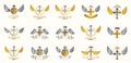 Crosses secrets emblems vector emblems big set, Christian religion heraldic design elements collection, classic style heraldry