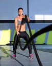 Crossfit battling ropes at gym workout exercise Royalty Free Stock Photo