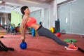 Crossfit fitness woman push ups kettlebell pushup exercise