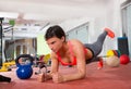 Crossfit fitness woman push ups pushup exercise Royalty Free Stock Photo