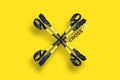 Crossfit. Suspension Weight Training. Black and yellow loop functional training equipment on white background isolated. Fitness