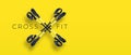 Crossfit. Suspension Weight Training. Black and yellow loop functional training equipment on white background isolated. Fitness