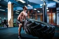 Crossfit training - man flipping tire Royalty Free Stock Photo