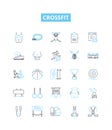 Crossfit vector line icons set. Workout, Fitness, Exercise, Strength, Strength-training, WOD, Gym illustration outline