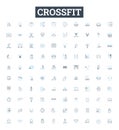 Crossfit vector line icons set. Workout, Fitness, Exercise, Strength, Strength-training, WOD, Gym illustration outline