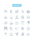 Crossfit vector line icons set. Workout, Fitness, Exercise, Strength, Strength-training, WOD, Gym illustration outline