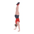 CrossFit workout training for open games championship. Sport girl training handstand walking gymnastic, athletic exercise in the g