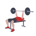 CrossFit workout training for open games championship. Sport man training barbell chest bench press exercise with equipment in the