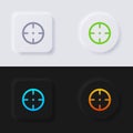 Crosshair icon set, Multicolor neumorphism button soft UI Design. Royalty Free Stock Photo