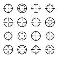 Set of crosshair icons on white background.