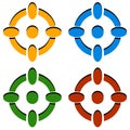 Crosshair / target mark / reticle icons in 4 color