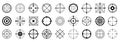 Crosshairs set, black target for sniper shot. Isolated crosshair, gun aims signs. Computer game or army elements, abstract precise