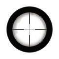 Crosshairs of a sniper scope reticle. Cross hairs of a rifle gun aiming optical viewfinder. Royalty Free Stock Photo